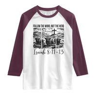 Follow the Word Not The Herd Raglan Shirt Vintage Bible Verse Christian Country Highland Cow Boho - Wonder Print Shop