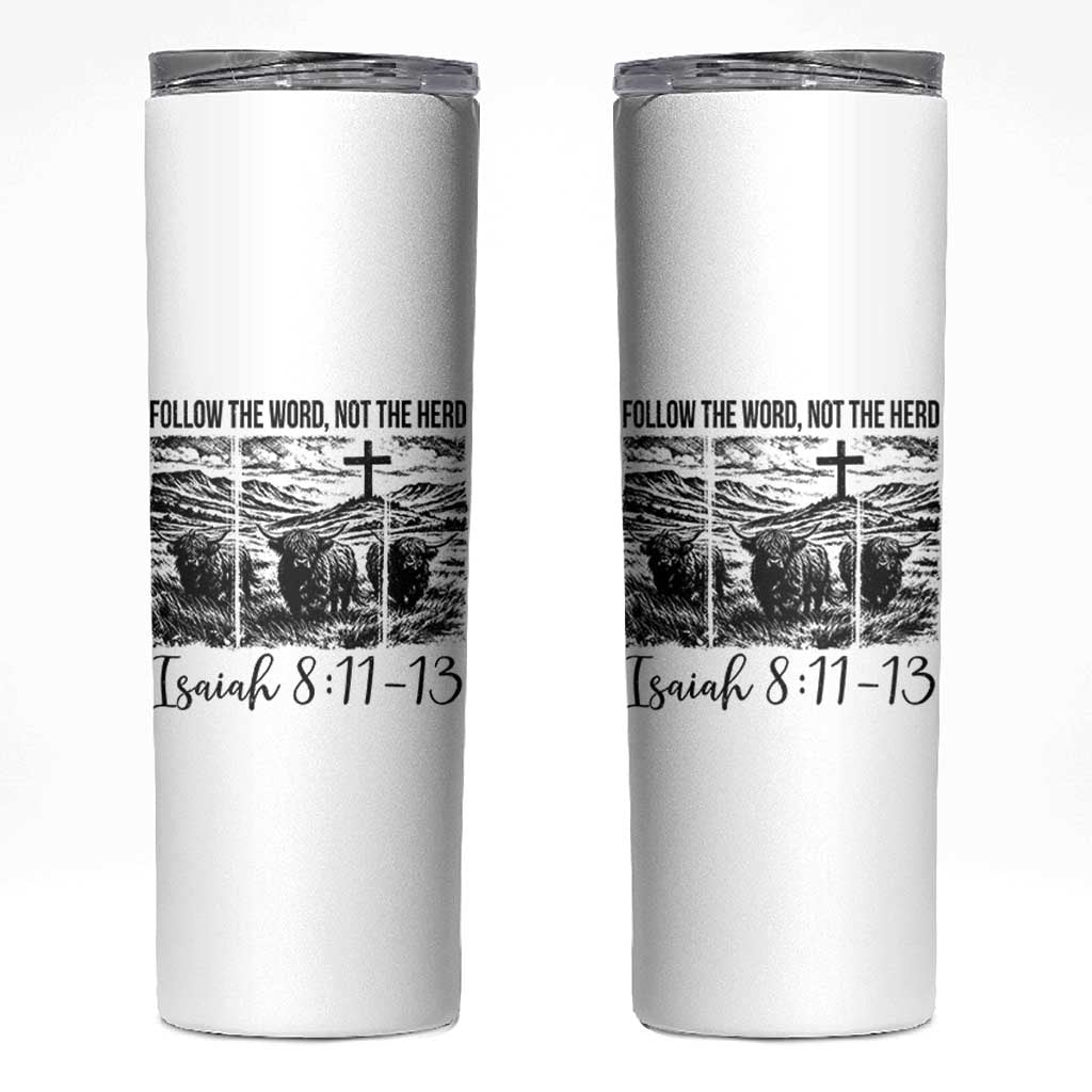 Follow the Word Not The Herd Skinny Tumbler Vintage Bible Verse Christian Country Highland Cow Boho - Wonder Print Shop