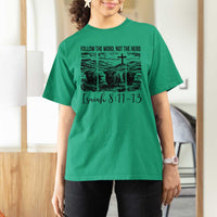Follow the Word Not The Herd T Shirt For Women Vintage Bible Verse Christian Country Highland Cow Boho - Wonder Print Shop