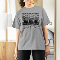 Follow the Word Not The Herd T Shirt For Women Vintage Bible Verse Christian Country Highland Cow Boho - Wonder Print Shop