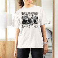 Follow the Word Not The Herd T Shirt For Women Vintage Bible Verse Christian Country Highland Cow Boho - Wonder Print Shop