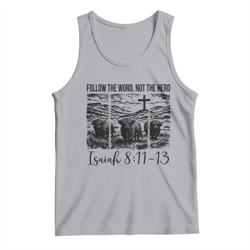 Follow the Word Not The Herd Tank Top Vintage Bible Verse Christian Country Highland Cow Boho - Wonder Print Shop