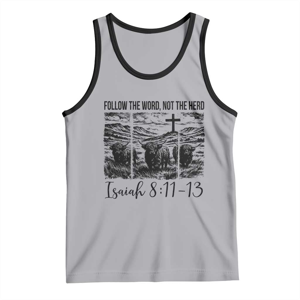 Follow the Word Not The Herd Tank Top Vintage Bible Verse Christian Country Highland Cow Boho - Wonder Print Shop