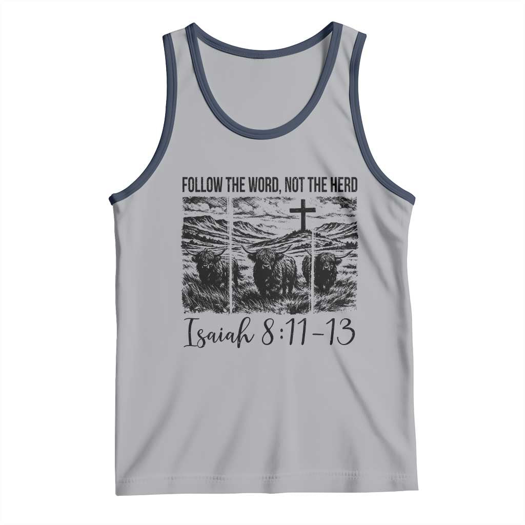 Follow the Word Not The Herd Tank Top Vintage Bible Verse Christian Country Highland Cow Boho - Wonder Print Shop