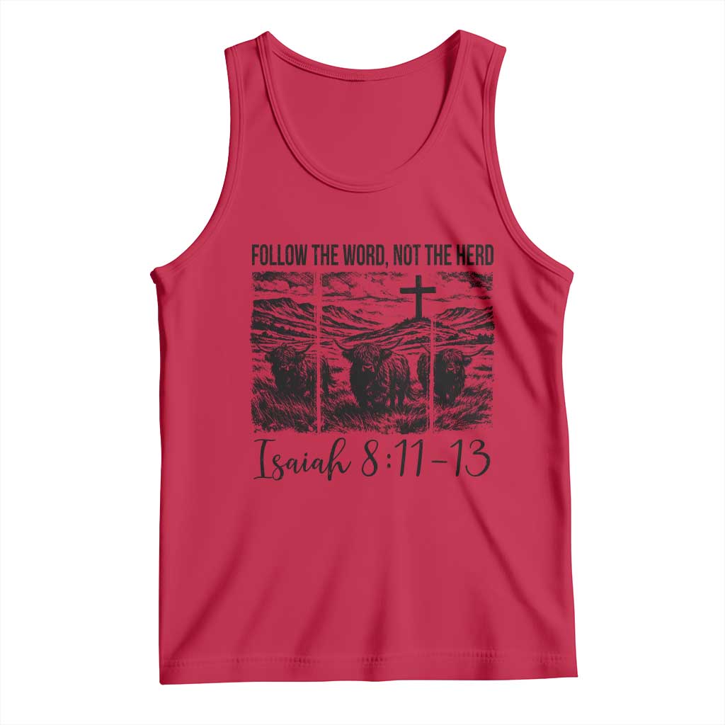 Follow the Word Not The Herd Tank Top Vintage Bible Verse Christian Country Highland Cow Boho - Wonder Print Shop