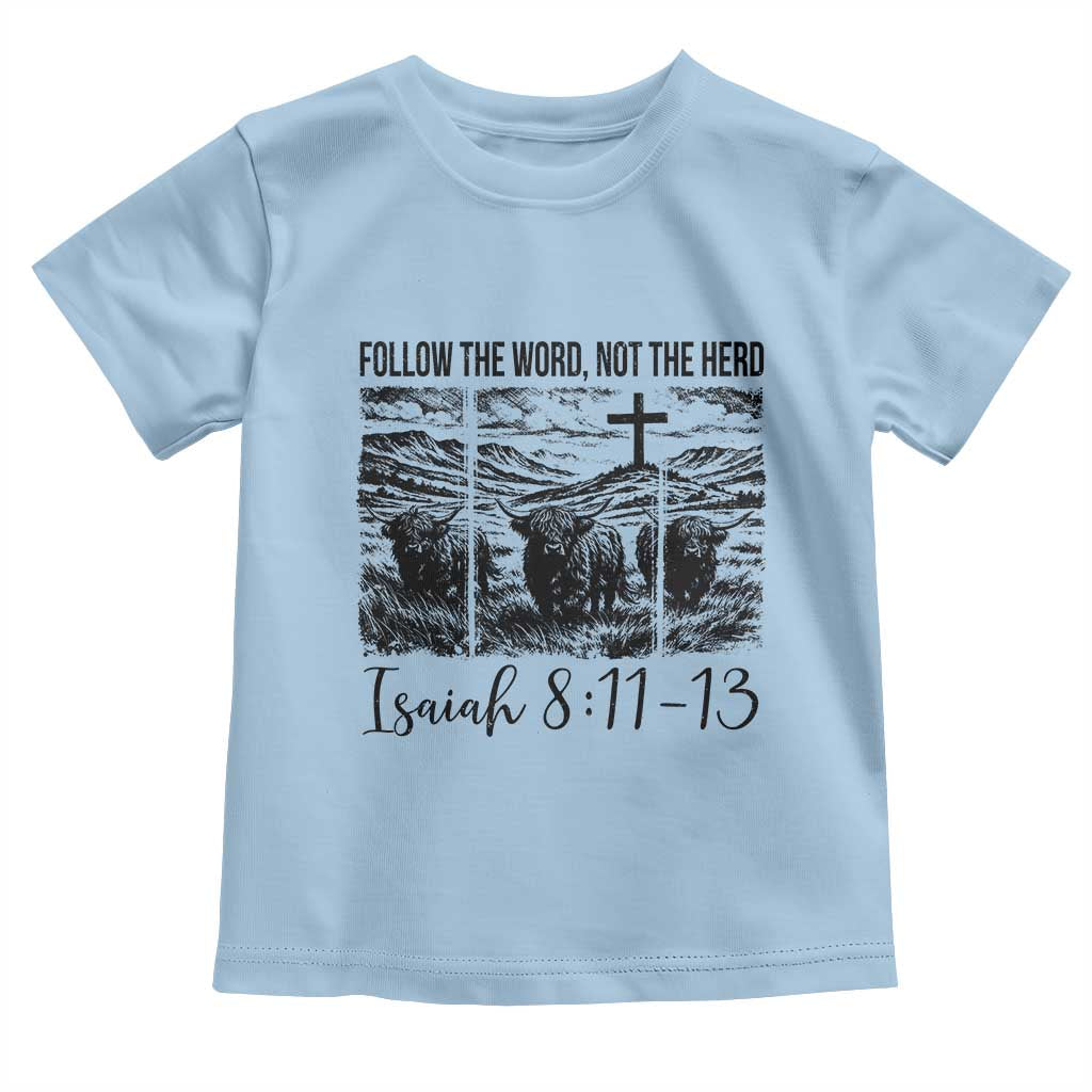 Follow the Word Not The Herd Toddler T Shirt Vintage Bible Verse Christian Country Highland Cow Boho - Wonder Print Shop