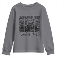 Follow the Word Not The Herd Youth Sweatshirt Vintage Bible Verse Christian Country Highland Cow Boho - Wonder Print Shop