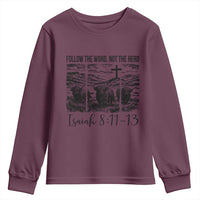 Follow the Word Not The Herd Youth Sweatshirt Vintage Bible Verse Christian Country Highland Cow Boho - Wonder Print Shop
