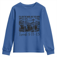 Follow the Word Not The Herd Youth Sweatshirt Vintage Bible Verse Christian Country Highland Cow Boho - Wonder Print Shop