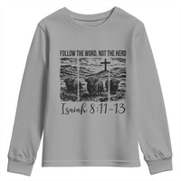 Follow the Word Not The Herd Youth Sweatshirt Vintage Bible Verse Christian Country Highland Cow Boho - Wonder Print Shop