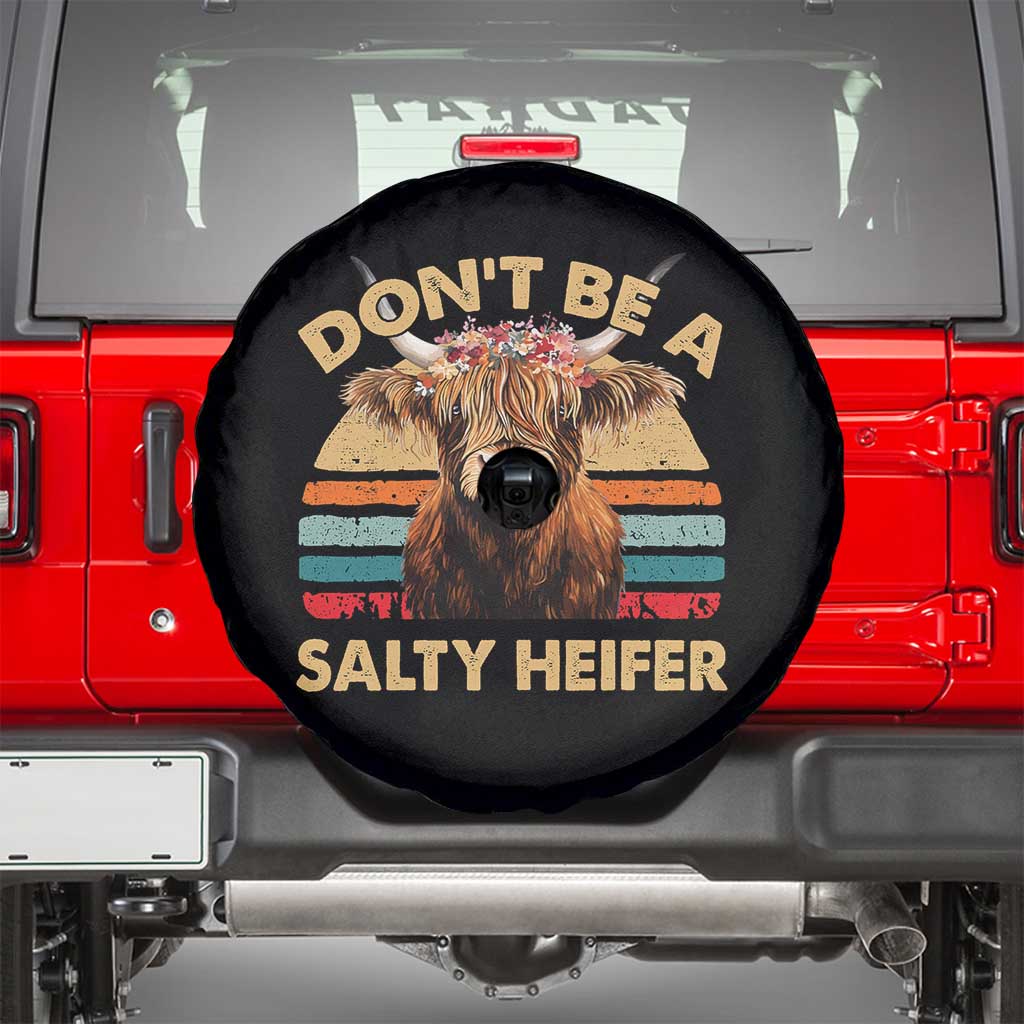 Highland Cow Spare Tire Cover Dont Be A Salty Heifer - Wonder Print Shop