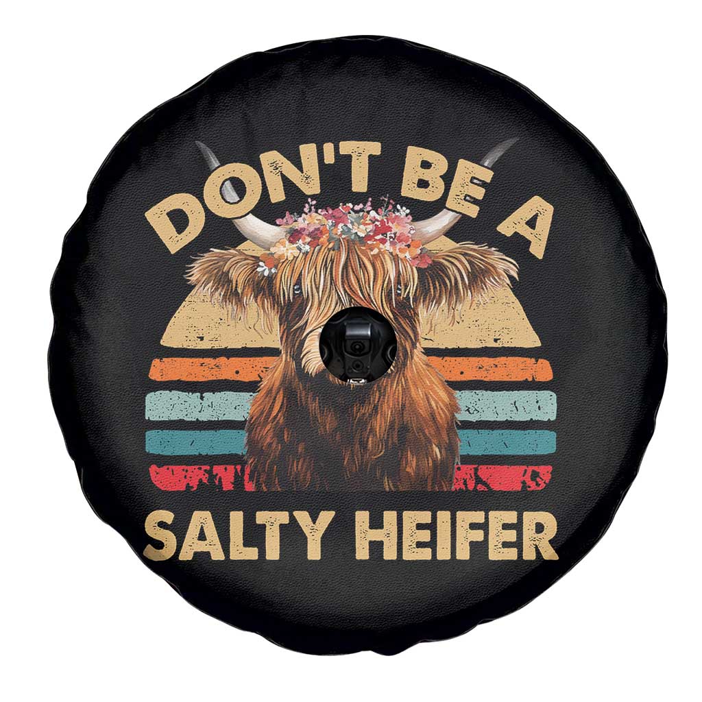 Highland Cow Spare Tire Cover Dont Be A Salty Heifer - Wonder Print Shop