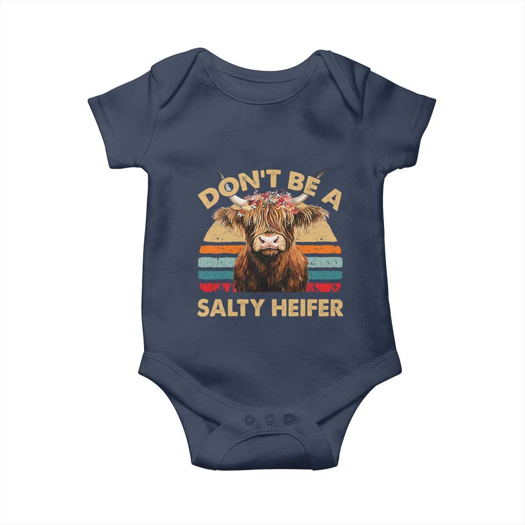 Highland Cow Baby Onesie Dont Be A Salty Heifer - Wonder Print Shop