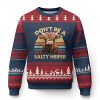 Highland Cow Ugly Christmas Sweater Dont Be A Salty Heifer - Wonder Print Shop