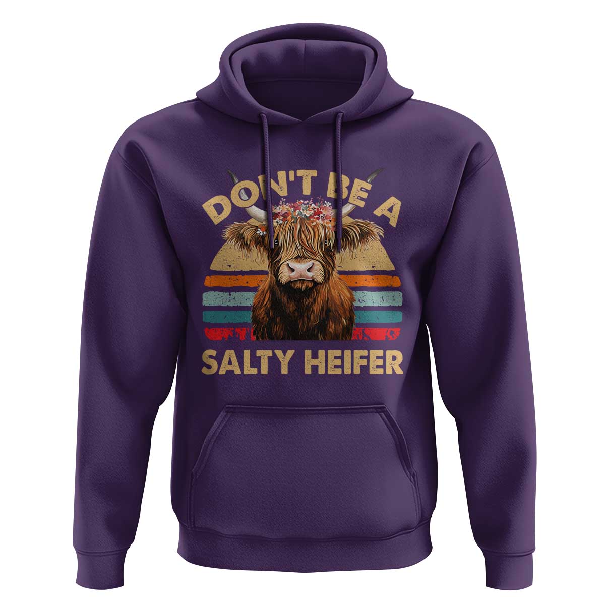 Highland Cow Hoodie Dont Be A Salty Heifer - Wonder Print Shop