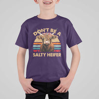 Highland Cow T Shirt For Kid Dont Be A Salty Heifer - Wonder Print Shop