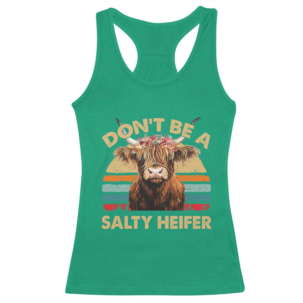 Highland Cow Racerback Tank Top Dont Be A Salty Heifer - Wonder Print Shop