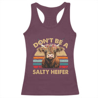 Highland Cow Racerback Tank Top Dont Be A Salty Heifer - Wonder Print Shop