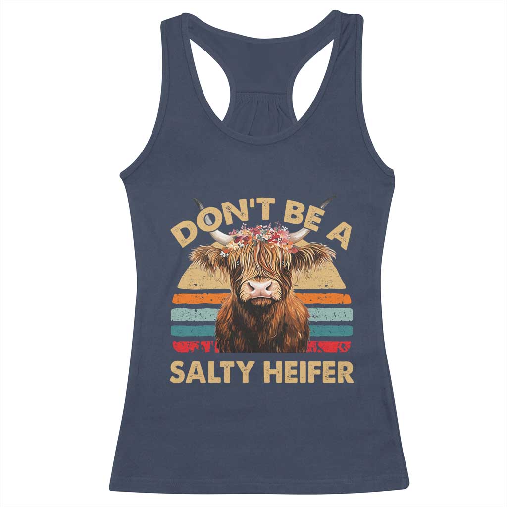 Highland Cow Racerback Tank Top Dont Be A Salty Heifer - Wonder Print Shop