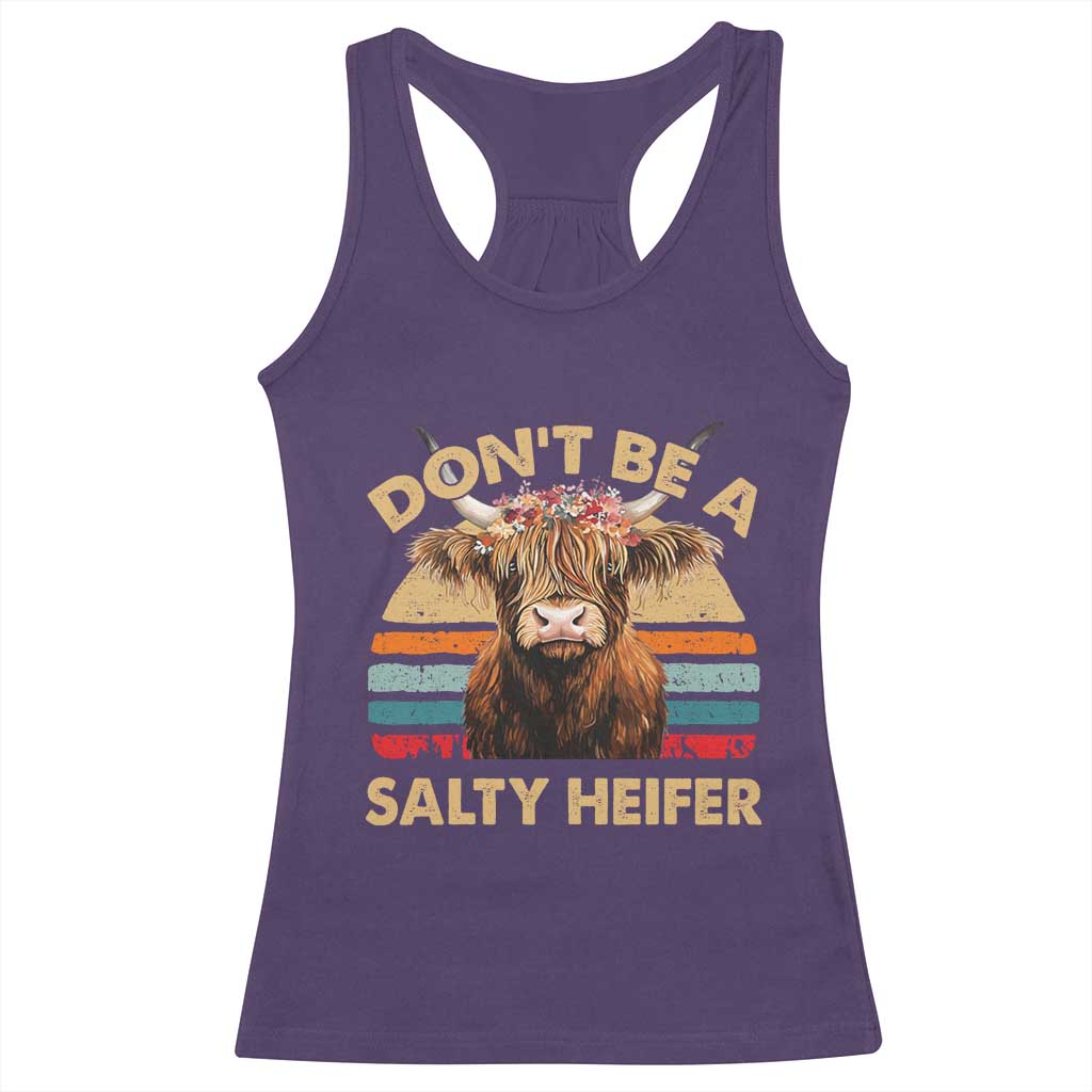 Highland Cow Racerback Tank Top Dont Be A Salty Heifer - Wonder Print Shop