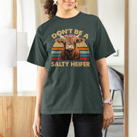 Highland Cow T Shirt For Women Dont Be A Salty Heifer - Wonder Print Shop