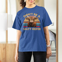 Highland Cow T Shirt For Women Dont Be A Salty Heifer - Wonder Print Shop