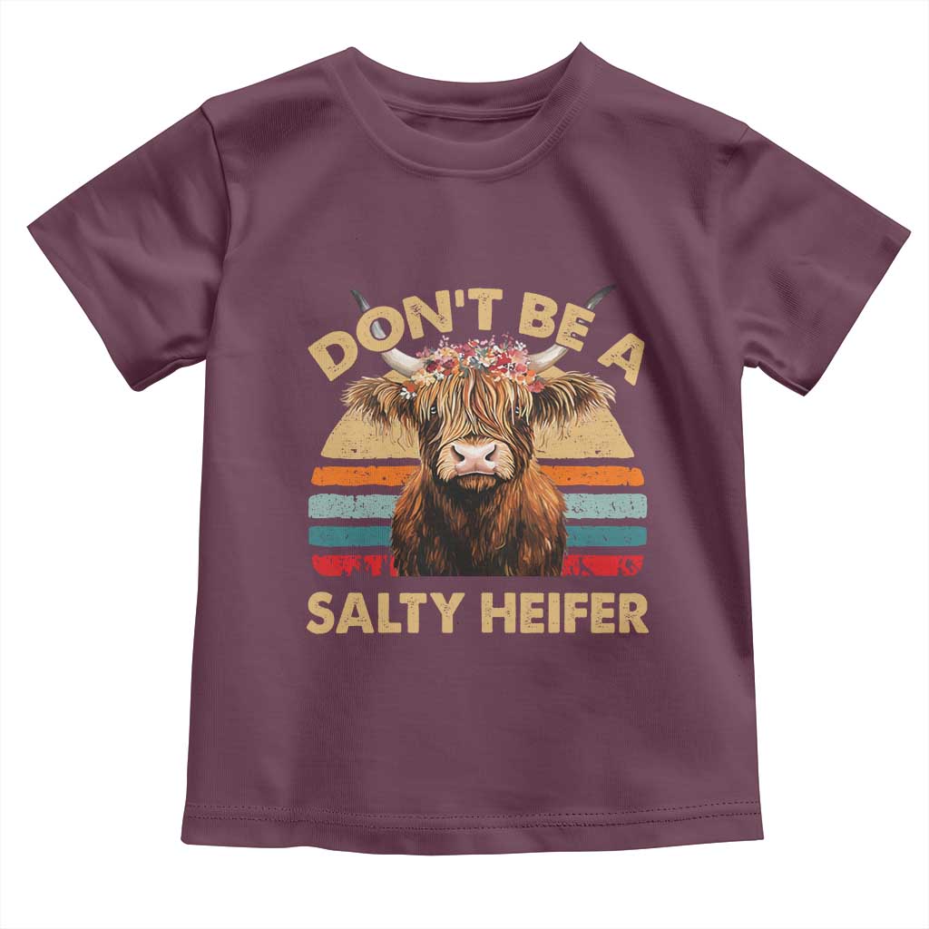Highland Cow Toddler T Shirt Dont Be A Salty Heifer - Wonder Print Shop