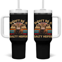 Highland Cow Tumbler With Handle Dont Be A Salty Heifer - Wonder Print Shop