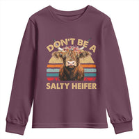 Highland Cow Youth Sweatshirt Dont Be A Salty Heifer - Wonder Print Shop
