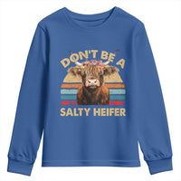 Highland Cow Youth Sweatshirt Dont Be A Salty Heifer - Wonder Print Shop