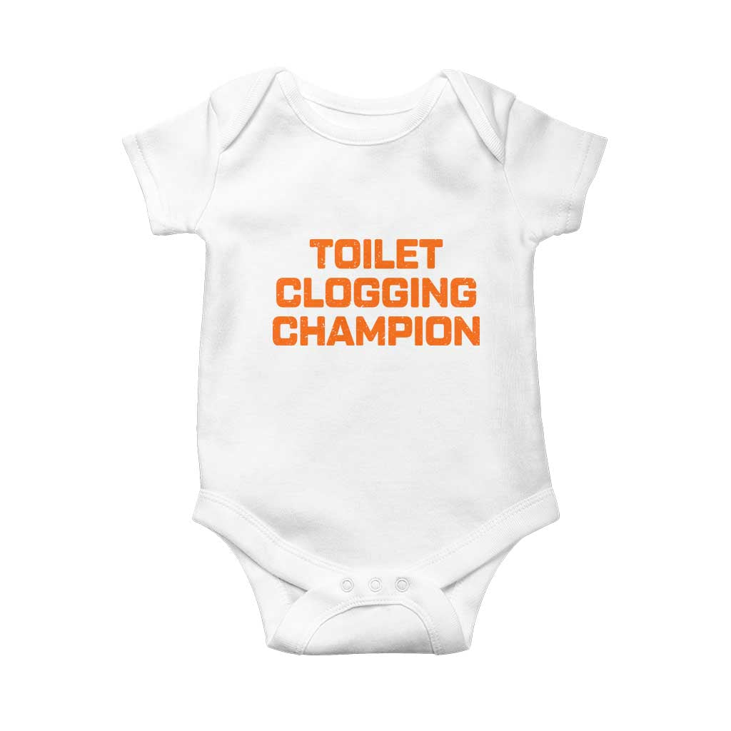 Toilet Clogging Champion Baby Onesie Funny Dirty Saying - Wonder Print Shop