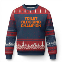 Toilet Clogging Champion Ugly Christmas Sweater Funny Dirty Saying - Wonder Print Shop