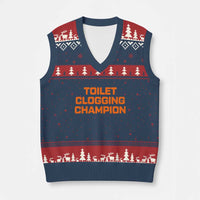 Toilet Clogging Champion V-Neck Knit Sweater Vest Funny Dirty Saying - Wonder Print Shop