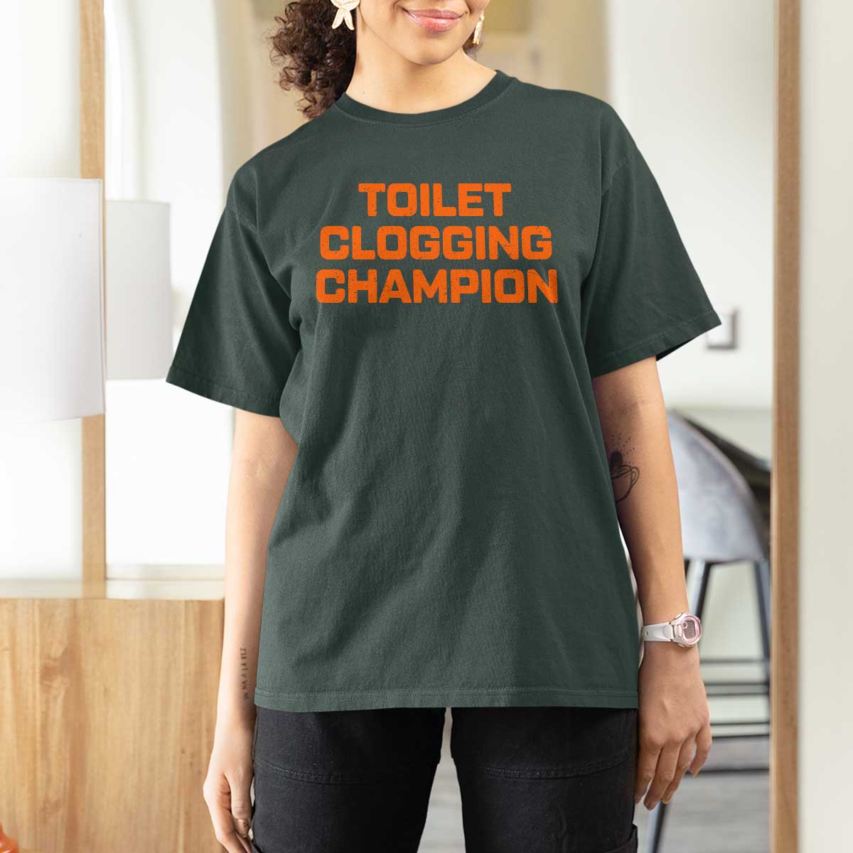 Toilet Clogging Champion T Shirt For Women Funny Dirty Saying - Wonder Print Shop