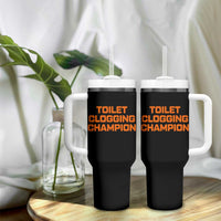 Toilet Clogging Champion Tumbler With Handle Funny Dirty Saying - Wonder Print Shop