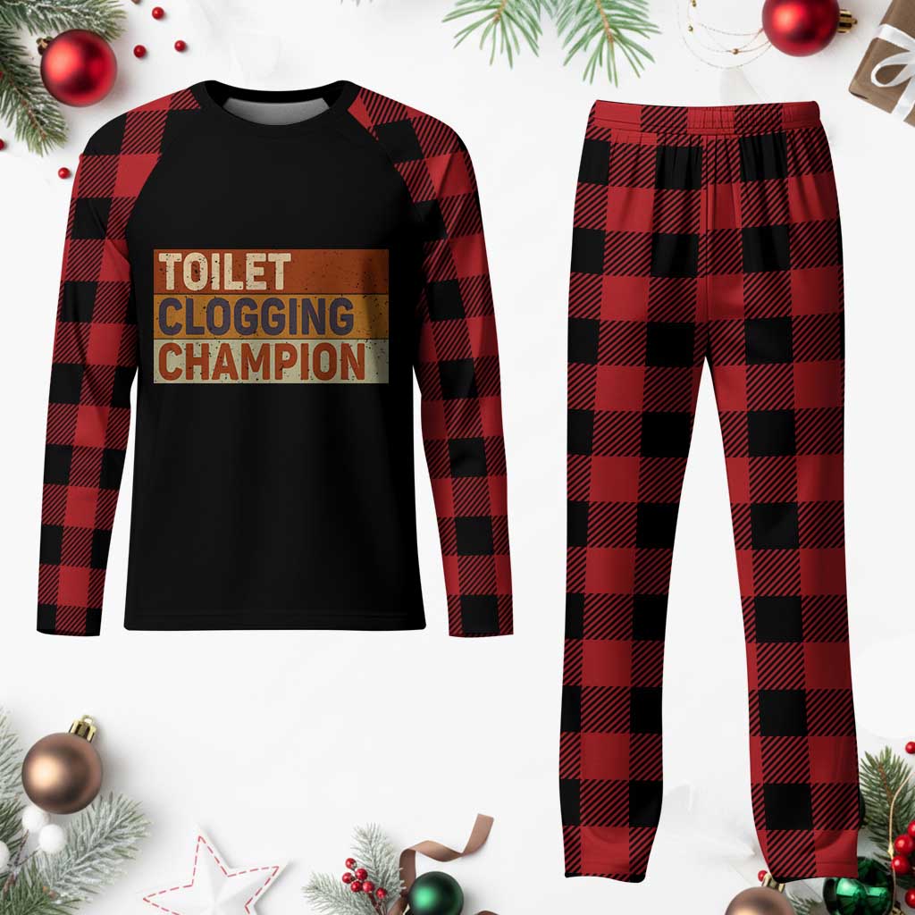 Toilet Clogging Champion Plaid Pajama Set - Wonder Print Shop