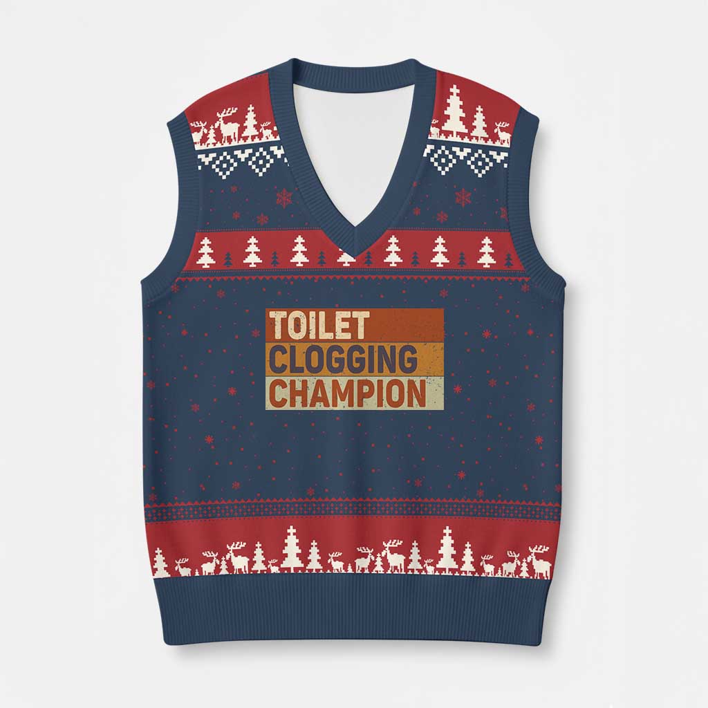 Toilet Clogging Champion V-Neck Knit Sweater Vest - Wonder Print Shop