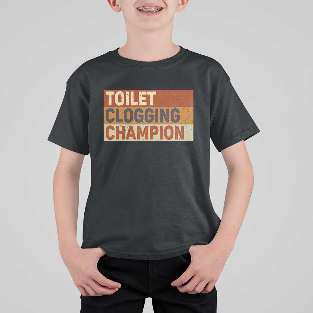 Toilet Clogging Champion T Shirt For Kid - Wonder Print Shop