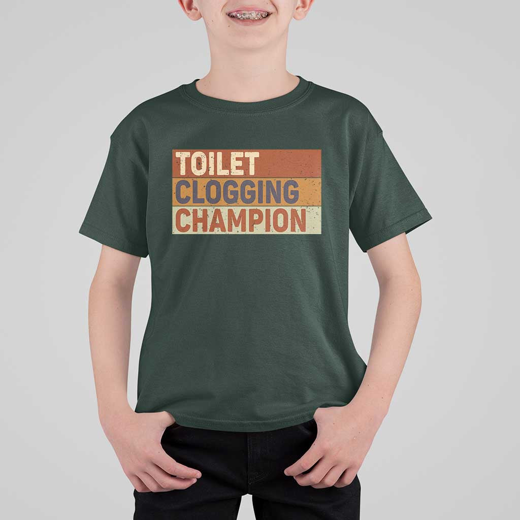 Toilet Clogging Champion T Shirt For Kid - Wonder Print Shop