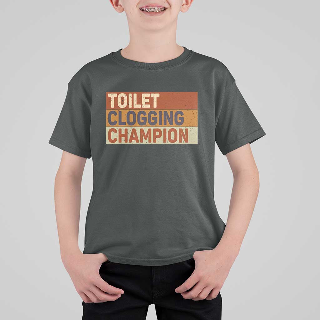 Toilet Clogging Champion T Shirt For Kid - Wonder Print Shop