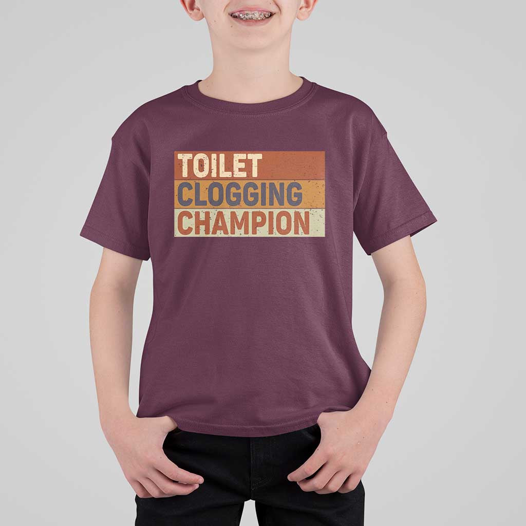 Toilet Clogging Champion T Shirt For Kid - Wonder Print Shop