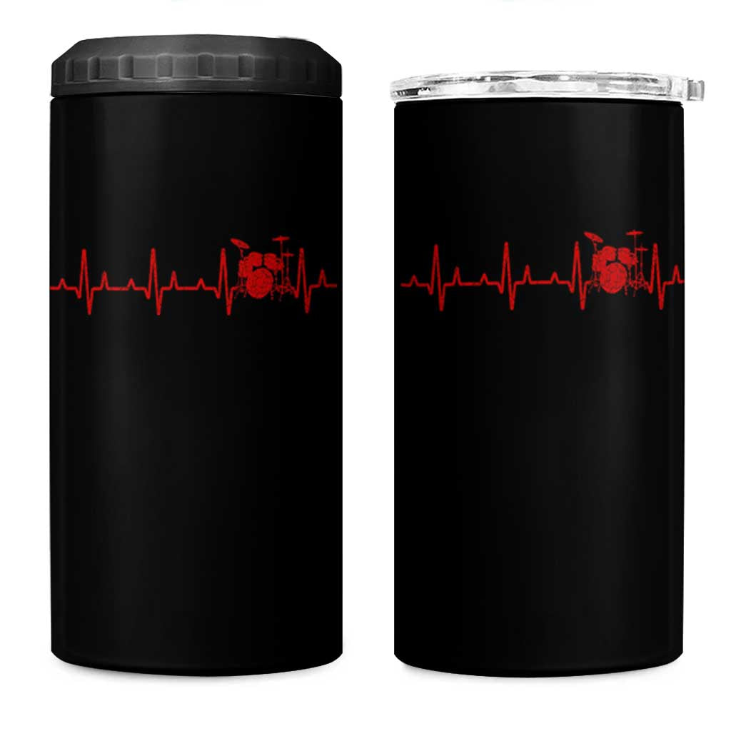 Drums Heartbeat 4 in 1 Can Cooler Tumbler Drummer Percussionist - Wonder Print Shop