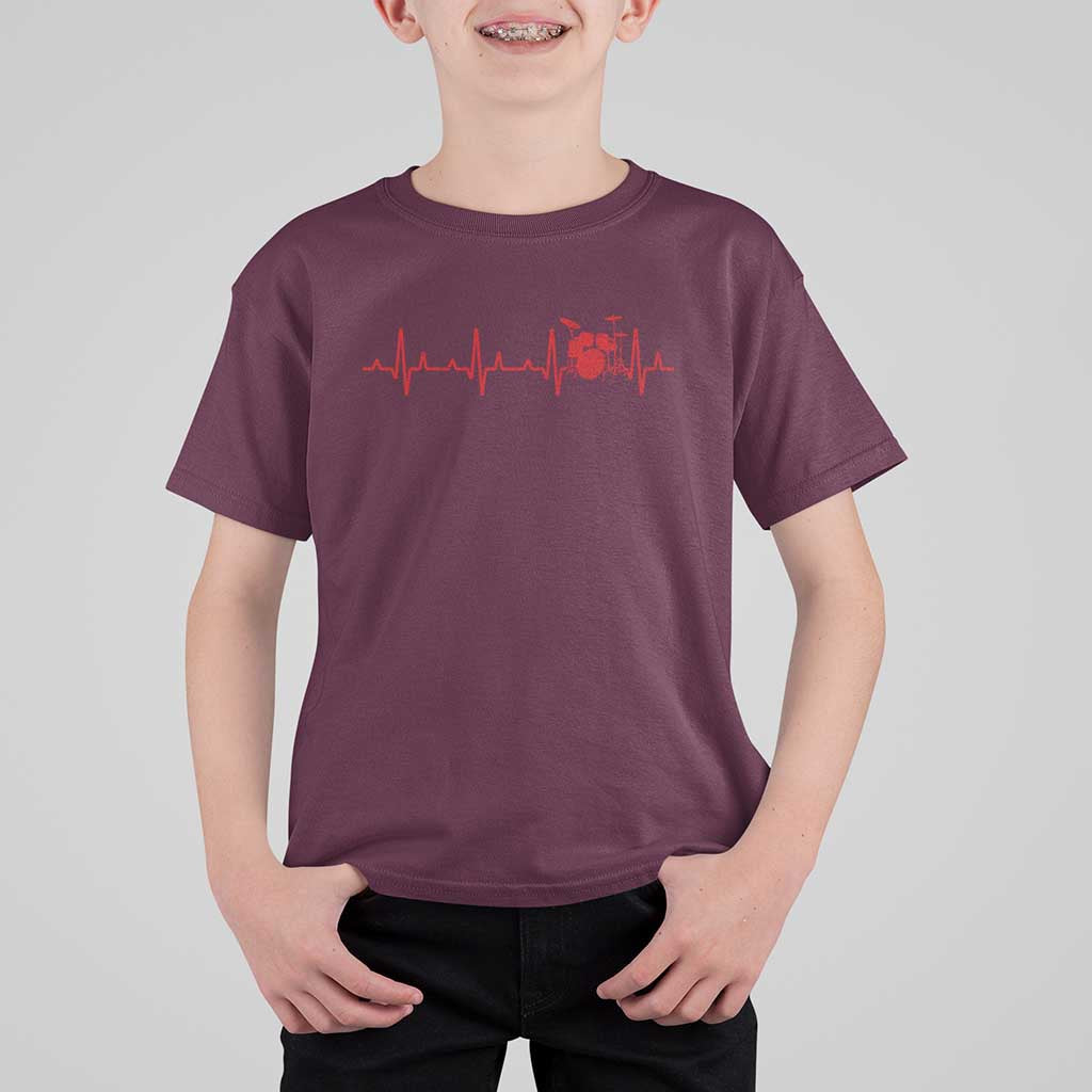 Drums Heartbeat T Shirt For Kid Drummer Percussionist - Wonder Print Shop