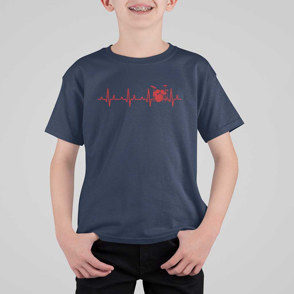 Drums Heartbeat T Shirt For Kid Drummer Percussionist - Wonder Print Shop