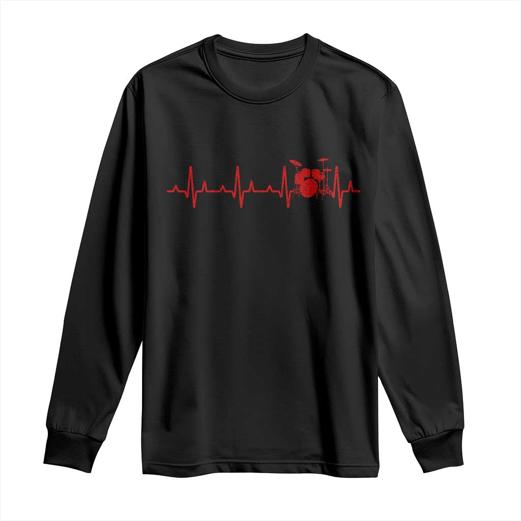 Drums Heartbeat Long Sleeve Shirt Drummer Percussionist - Wonder Print Shop