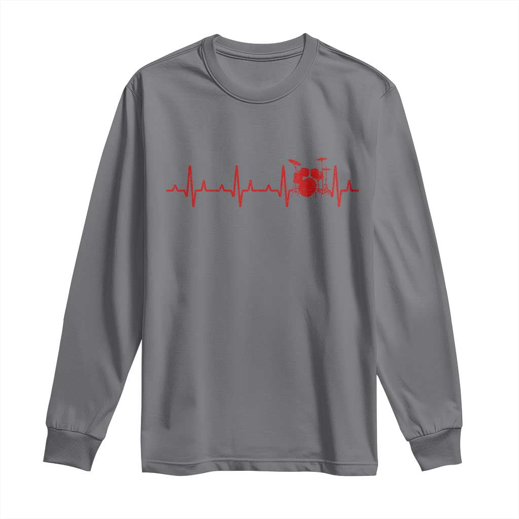 Drums Heartbeat Long Sleeve Shirt Drummer Percussionist - Wonder Print Shop