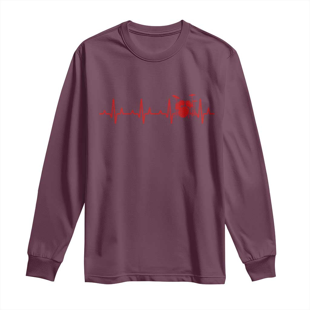 Drums Heartbeat Long Sleeve Shirt Drummer Percussionist - Wonder Print Shop