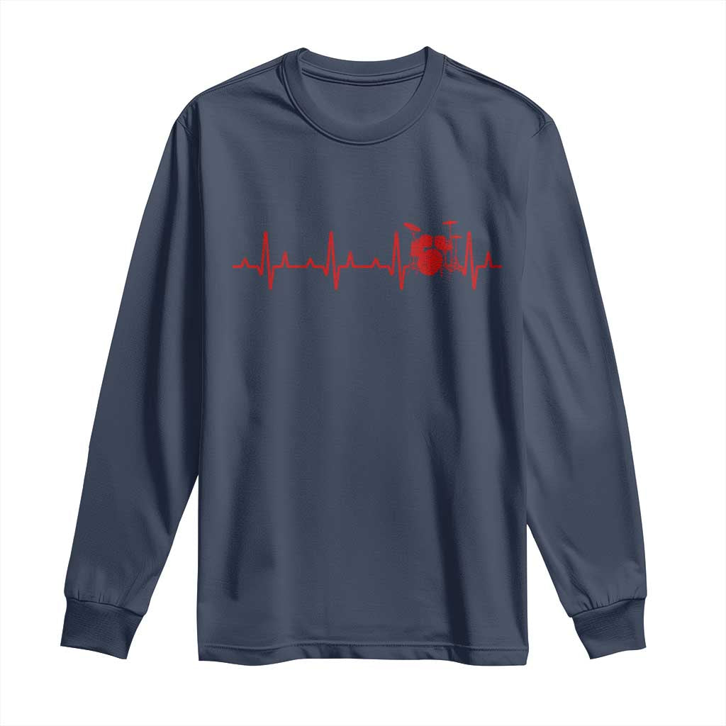 Drums Heartbeat Long Sleeve Shirt Drummer Percussionist - Wonder Print Shop