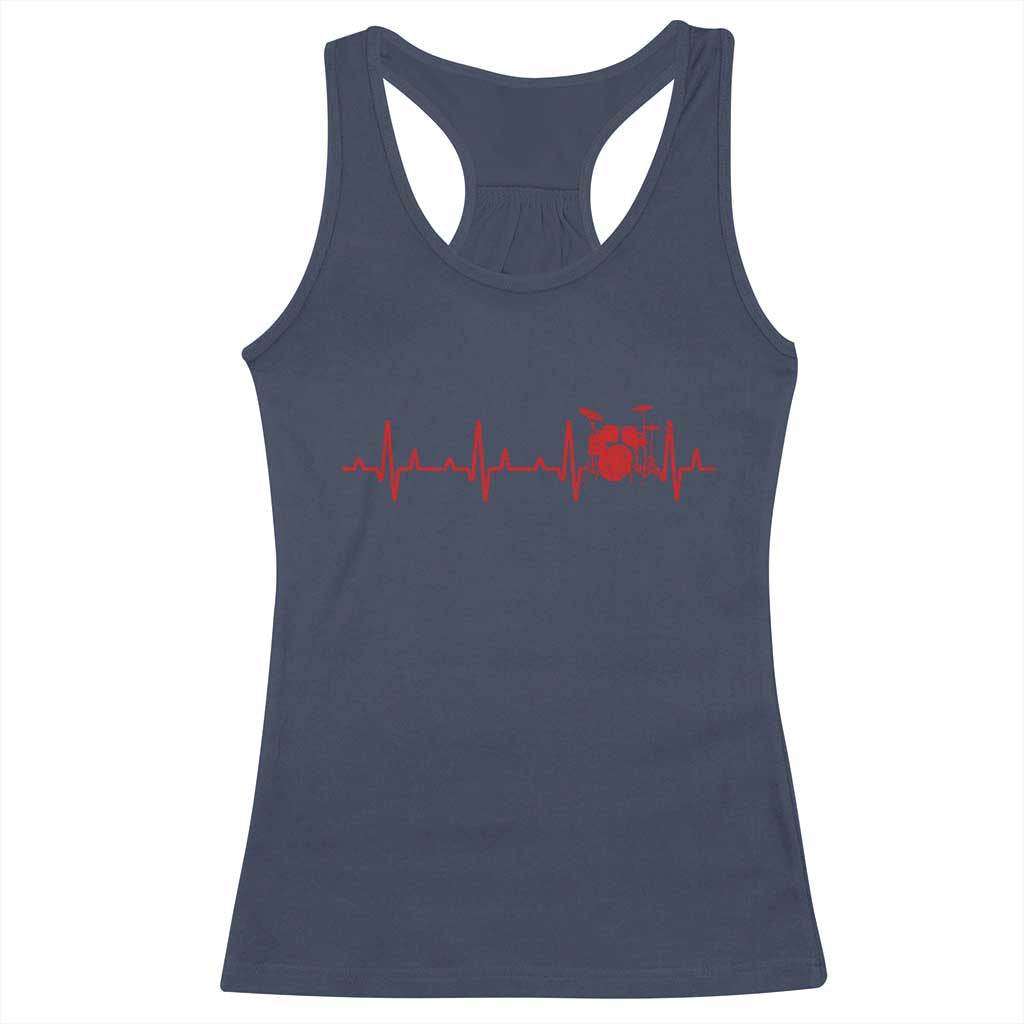 Drums Heartbeat Racerback Tank Top Drummer Percussionist - Wonder Print Shop