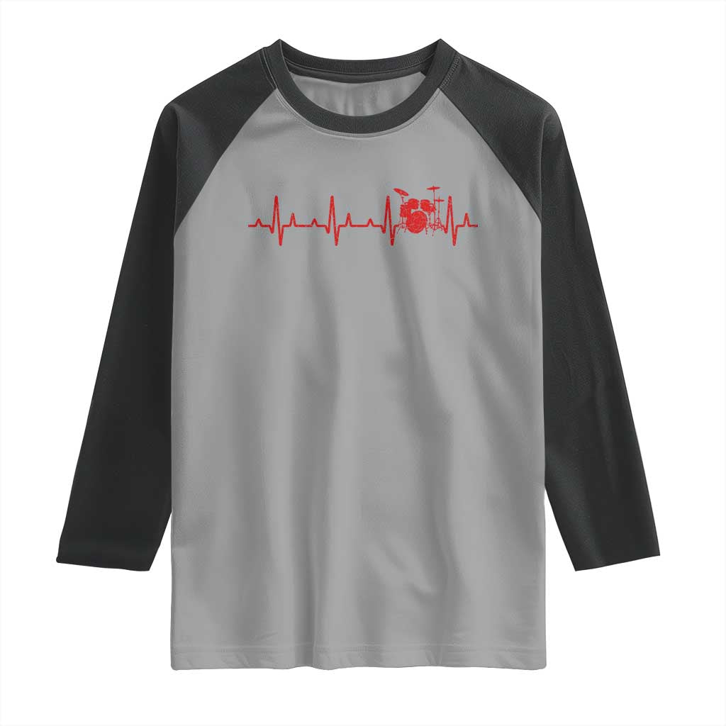 Drums Heartbeat Raglan Shirt Drummer Percussionist - Wonder Print Shop